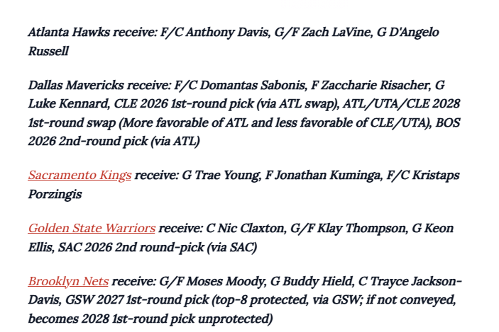 开云入口-独行侠老鹰谈判浓眉交易！名记列5队方案：克莱重返勇士+杨去国王